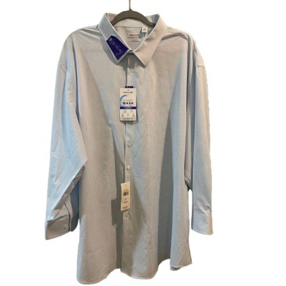 Men's Haggar Shirt Button-up 20 34/35B Performance Comfort Long Sleeve